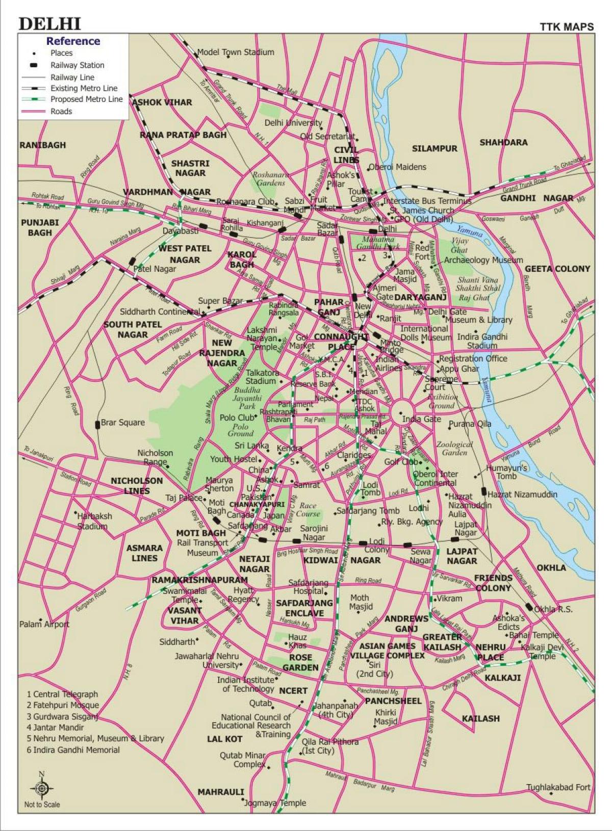 Mapa de carreteras de Nueva Delhi