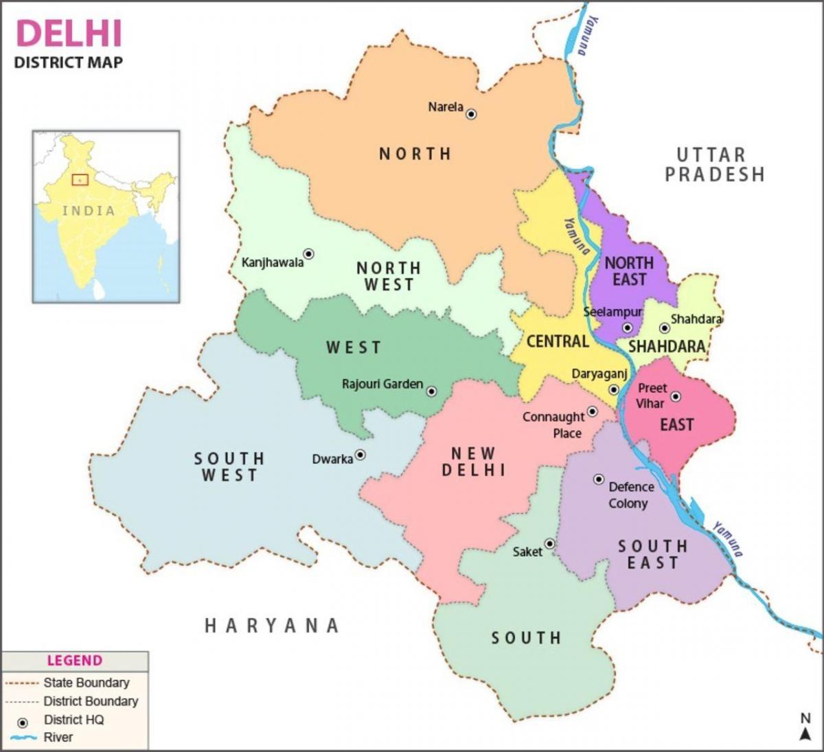 Mapa del distrito de Nueva Delhi