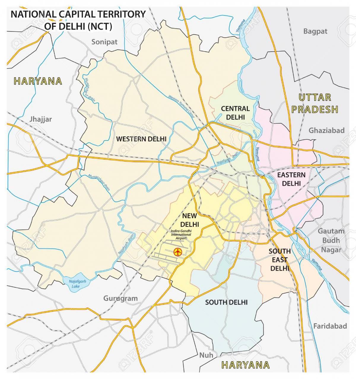 Mapa de los aeropuertos de Nueva Delhi
