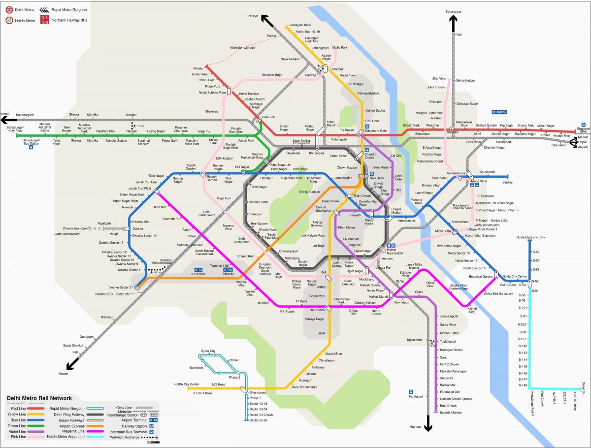 Mapa de las estaciones de tren de Nueva Delhi