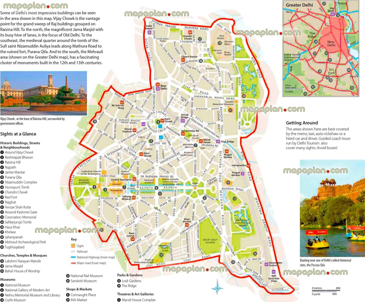 Mapa turístico de Nueva Delhi
