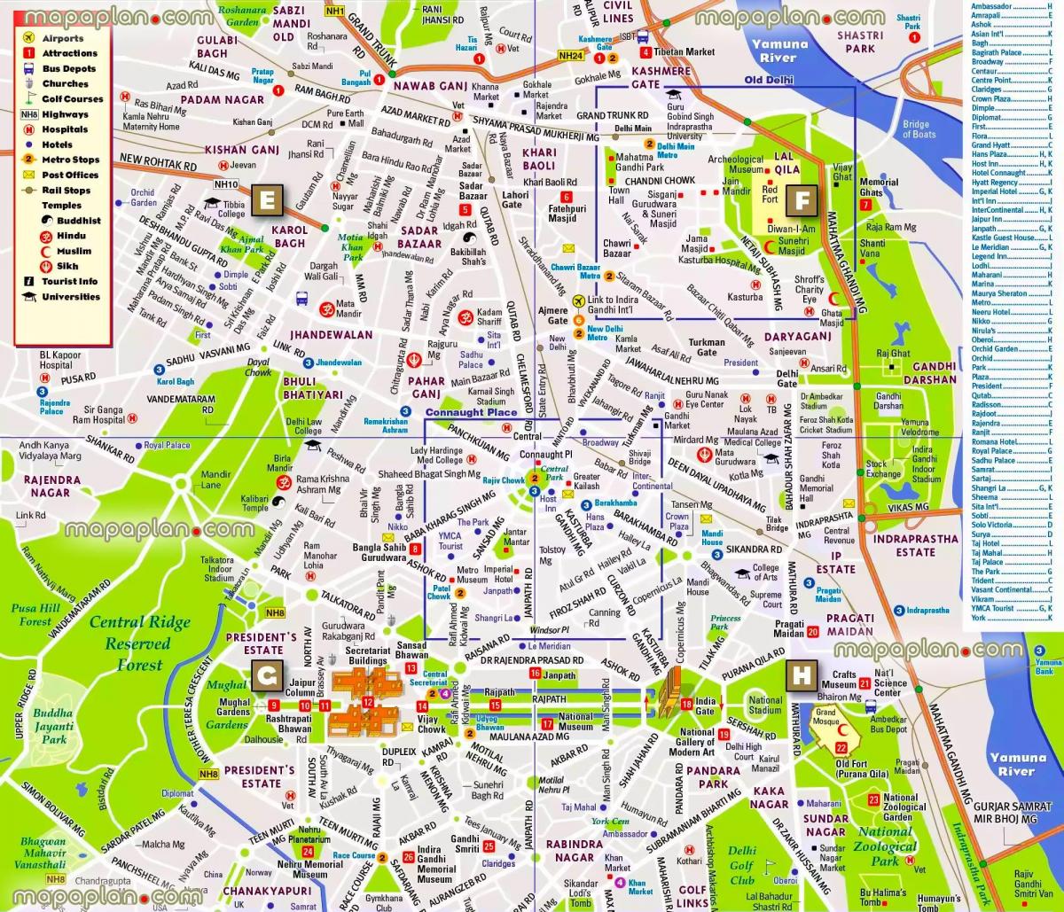Mapa del centro de Nueva Delhi